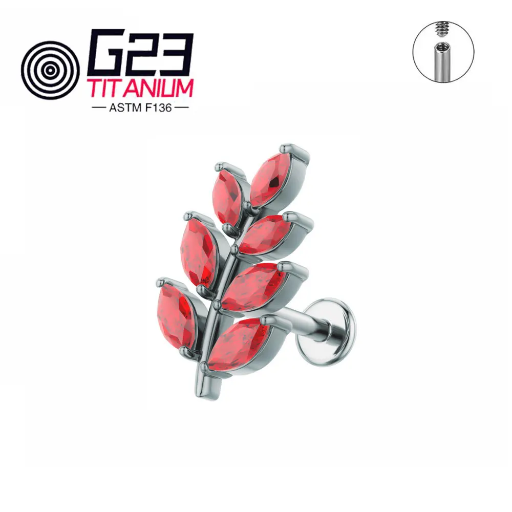 ASTM F136 Titanium Leaf Shape CZ Earring
