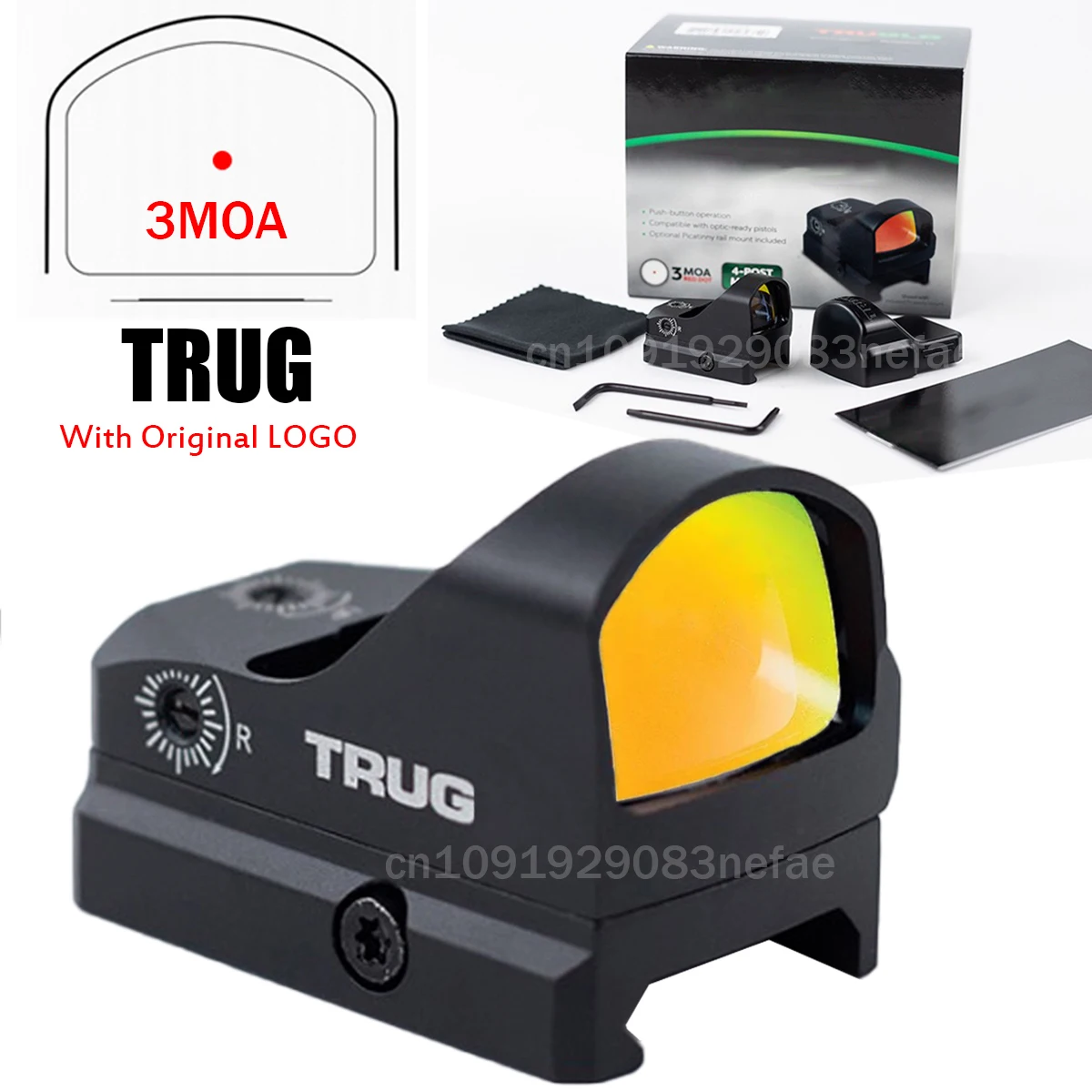 Mira de Punto Rojo Táctica Original TRUGLO Tru-Tec 3 MOA Óptica Reflex sin Paralaje para Caza con Montura Doctor Footprint