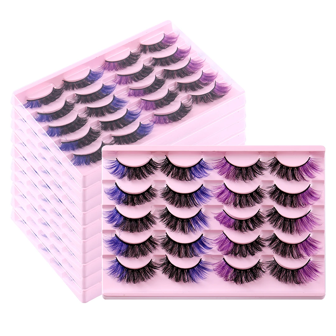 New 10 Pairs Of Colorful 8D Curly Natural False Eyelashes Makeup Stage Extensions Eyelashes Hot Selling