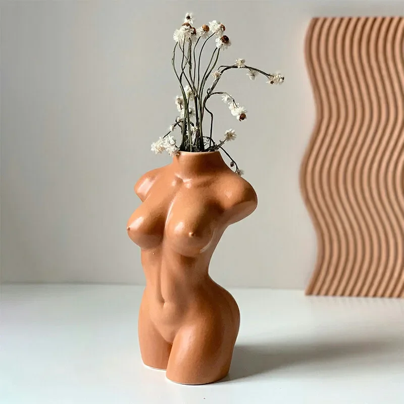 Nordic Ins Abstract Female Body Art Design Sculpture Vase Home Decoration Accessories Ceramic Planter FlowerPot Basket Ornaments