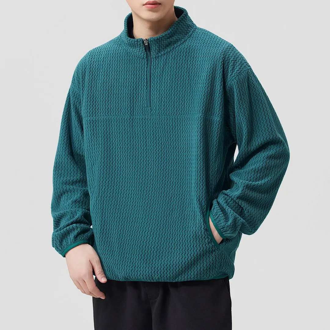 Men Stripe Fleece Autumn Winter Outdoor Sports Warm Long Sleeve Loose Casual Pullover Sweatshirts Male T Shirts Coat Tops