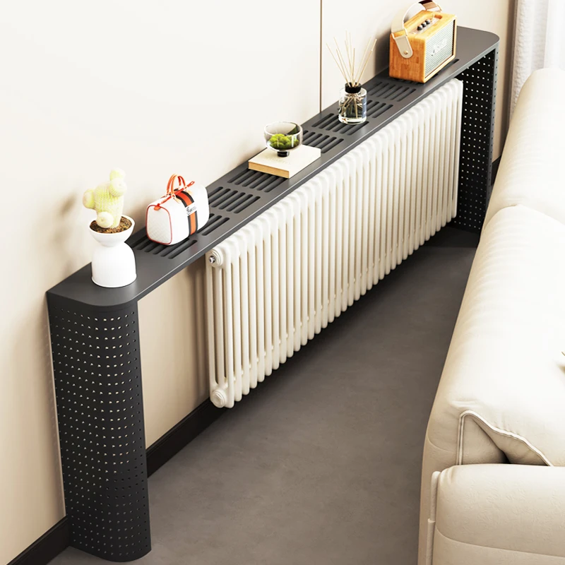 The radiator rack behind the sofa is decorated against the wall,e crevice cabinet
