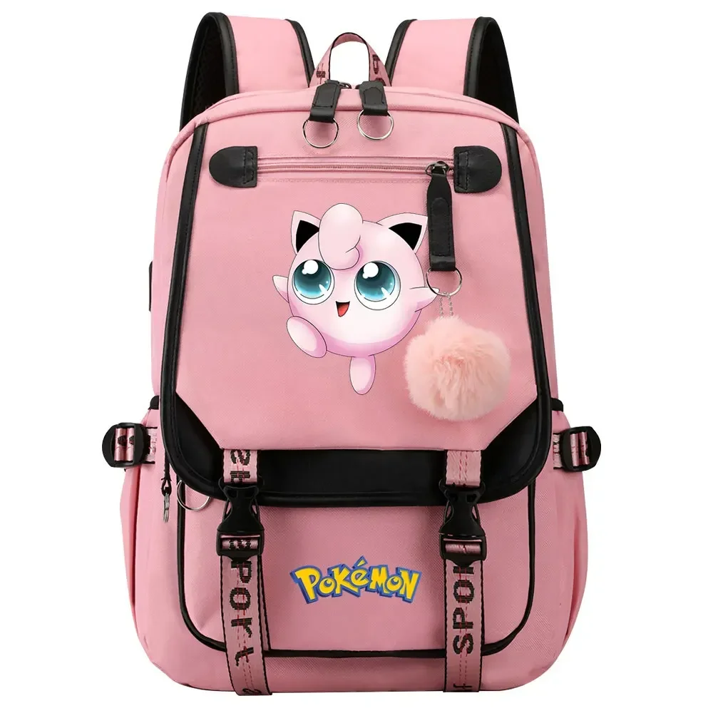 Eevee Jigglypuff Gengar Boys Girls Kids School Book Bags Women USB Bagpack Teenagers Canvas Laptop Travel Student Backpack