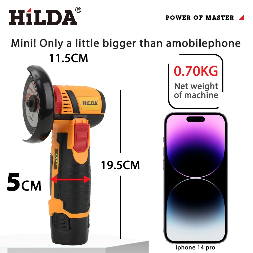 HILDA 12 V Mini 3 Inç Fırçasız Elektrikli Açı Öğütücü Mikro Lityum-iyon Parlatıcı Elmas Kesme Ve Taşlama Makinesi Erkekler Hediye