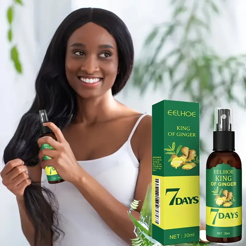 Ingwer-Haarwachstumsspray, 7 Tage, schnelle Haarreparatur, stärkende Haarmassage, Kopfhaut, verbessert Frizz, Unisex-Haarspülung