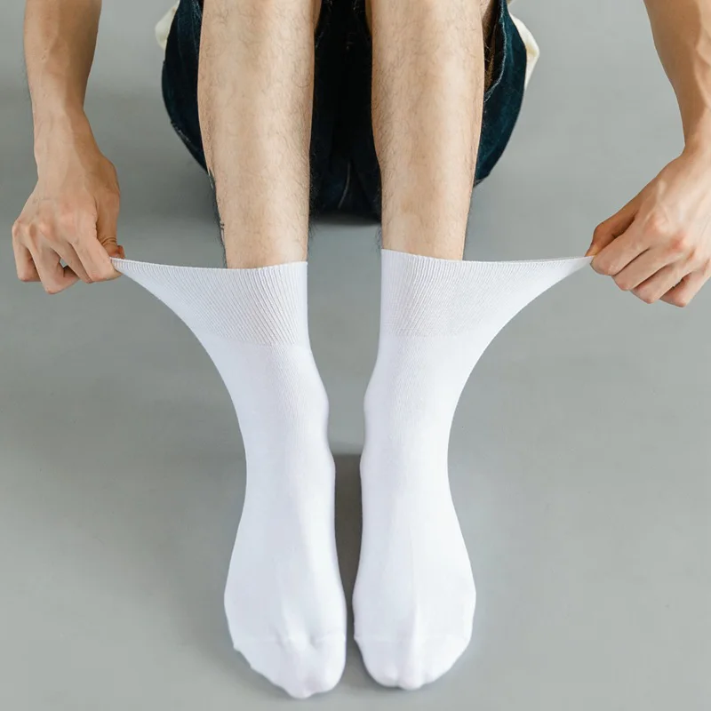 Calcetines cortos para hombre, además de calcetines grandes de algodón de negocios, sólidos, sueltos, absorbentes del sudor, antibacterianos, para maridos y padres, calcetines cálidos transpirables