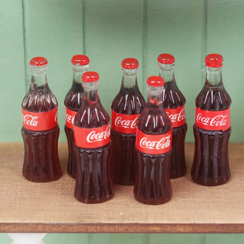 5PCS Mini Cola Soft Drink Bottle Scale Model Ornament Miniature Beverage Coke Bottle Simulation Models DIY Home Decor Craft