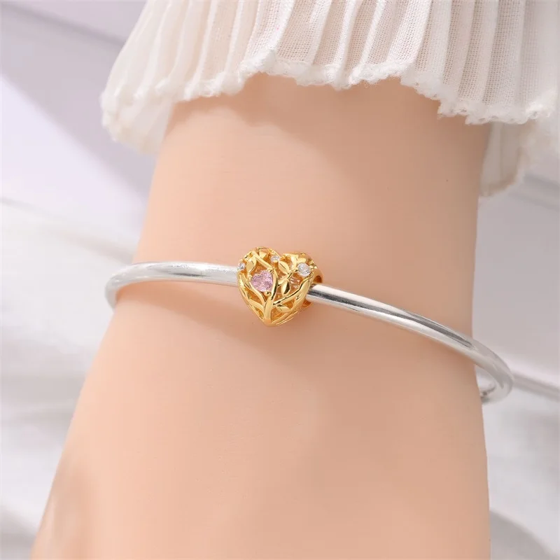 

Original 925 Sterling Silver Grateful Love Blessing Series Love Life Tree Charms Bead Dangle For Women Fine DIY Jewelry Gifts