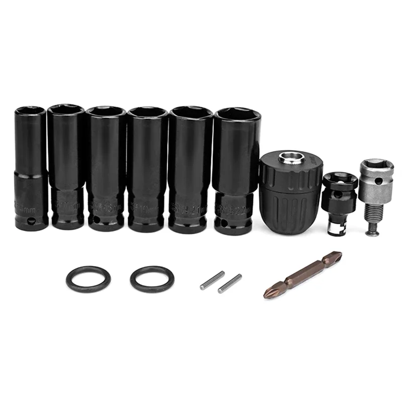 14Pcs Electric Impact Wrench Hexs Socket Adapter Kit Drill Chuck Drive Adapter  For Electric Drill Wrench Screwdrivers