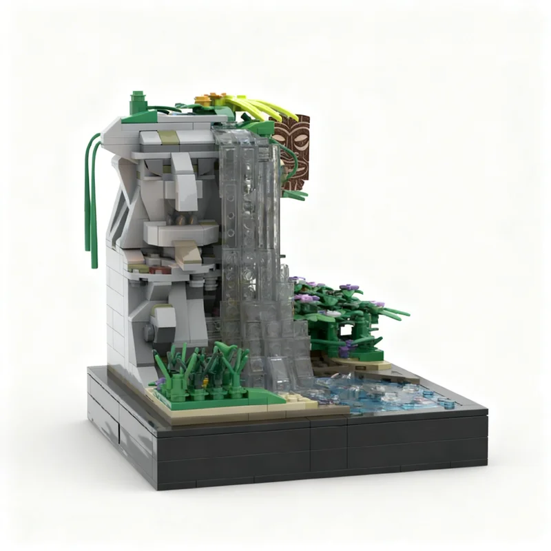 865pcs MOC CARVED GOD WATERFALL Sacred Islanders Pirates Model Toy Building Blocks Construction Christmas Gift DIY Assemble