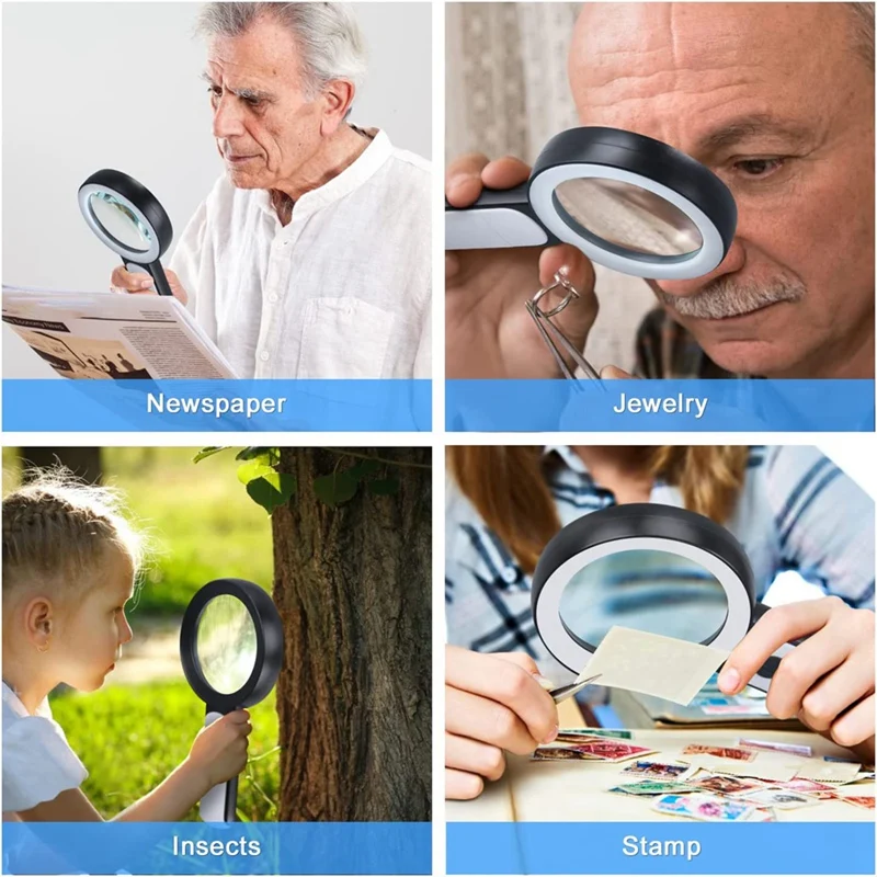 Illuminated Handheld Magnifier 30X 18 LED Illuminated Magnifier Suitable For Elderly People Reading