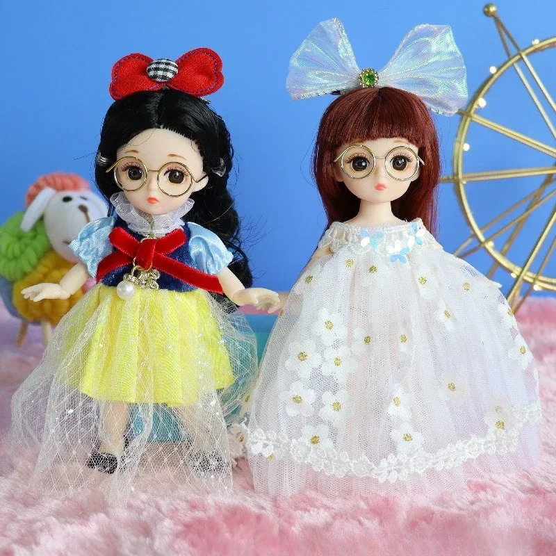 16cm DIY Dress Up Doll Toys 1/12 BJD Doll Movable 13 Joints Cute Sweet Face  for Kids Gift with Clothes Shoes Girl Princess Doll