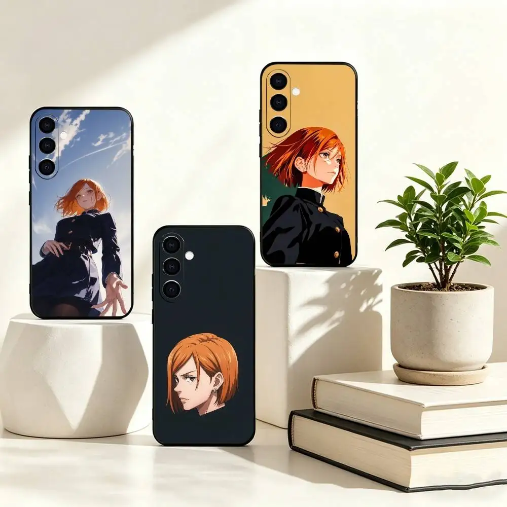 A-Anime Jujutsu Kaisen Nobara Kugisaki Phone Case Black Silicone Soft For Samsung Galaxy A73,A72,A71,A70,A53,A52,A51