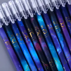12PCS, Erasable Neutral Pen with 12 Zodiac Signs, Remove by Friction Gel Pen, 0.5mm Blue Ink