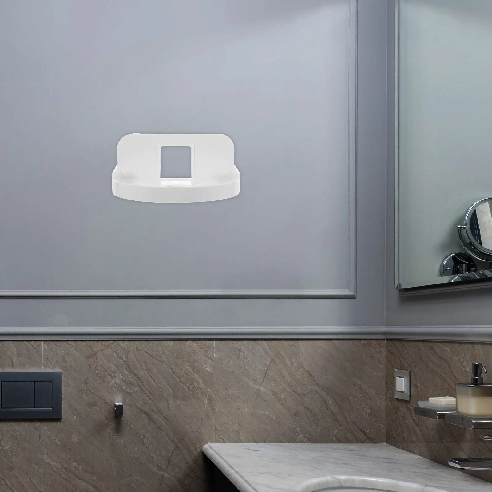 2Pcs Acrylic No-Drill Wall Mount Floating Shelves for Security Camera Speaker Decor Small Bathroom Kitchen Bedroom Use Adhesive