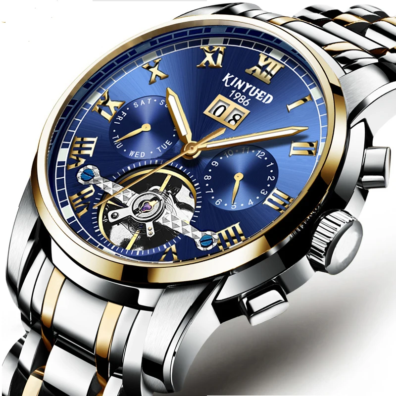 KINYUED 2026 New Men's Automatic Mechanical Watch Stainless Steel Waterproof Watch J014-2