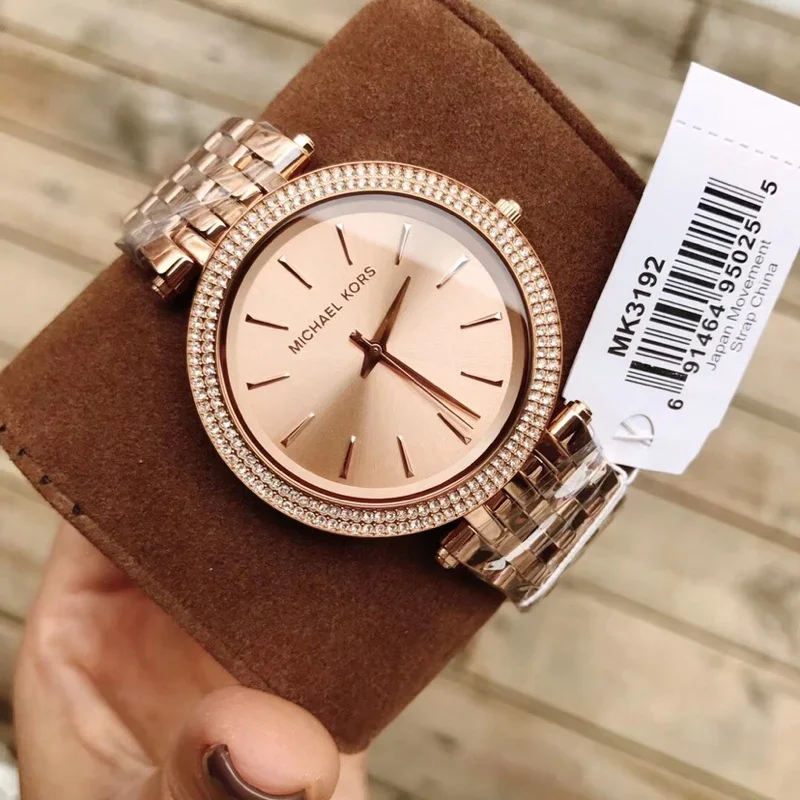 Michael Kors MK-3192 Women Waterproof Quartz Watch Diamond Inlaid Design Stainless Steel Wristwatch Exquisite Gift For Ladies