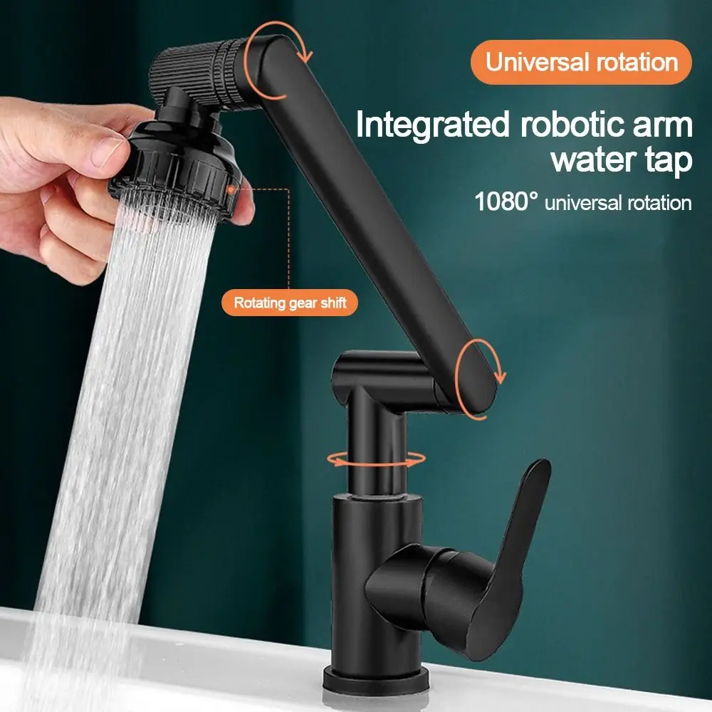 

Новый 1080° ° Смеситель для ванной комнаты, механическая рука, регулируемая головка аэратора, барботер, вращающийся кухонный смеситель с защитой от брызг, универсальный