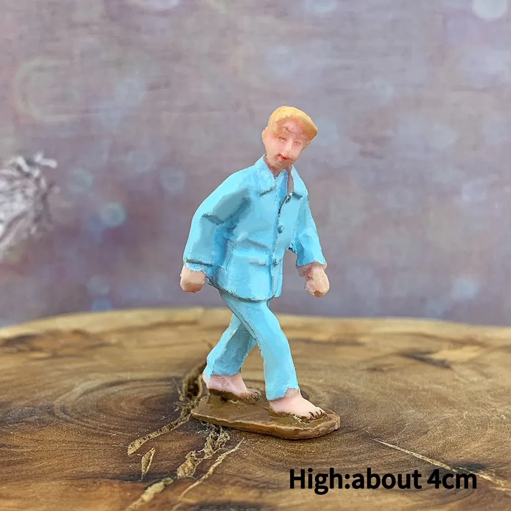 HO 1:87 Winter Resin Mini Figures, Hand Painted Christmas Snow Scene Model People, Train Diorama Decor Collectible Gift