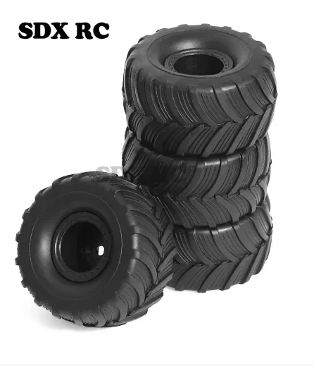 Monster Truck Roda Jante Pneus Set, 1:18 TRX4M 1/24 FMS FCX24 Axial SCX24 AX24 RC Crawler, Peças de atualização do carro, 52mm, 1.0 ", 4 peças