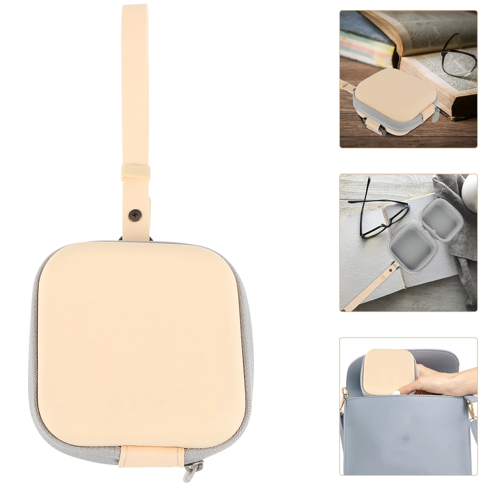 

Compact Square Foldable Glasses Case Portable Hard Shell Eyeglass Organizer Earbud Case Travel Sunglasses Storage Pouch