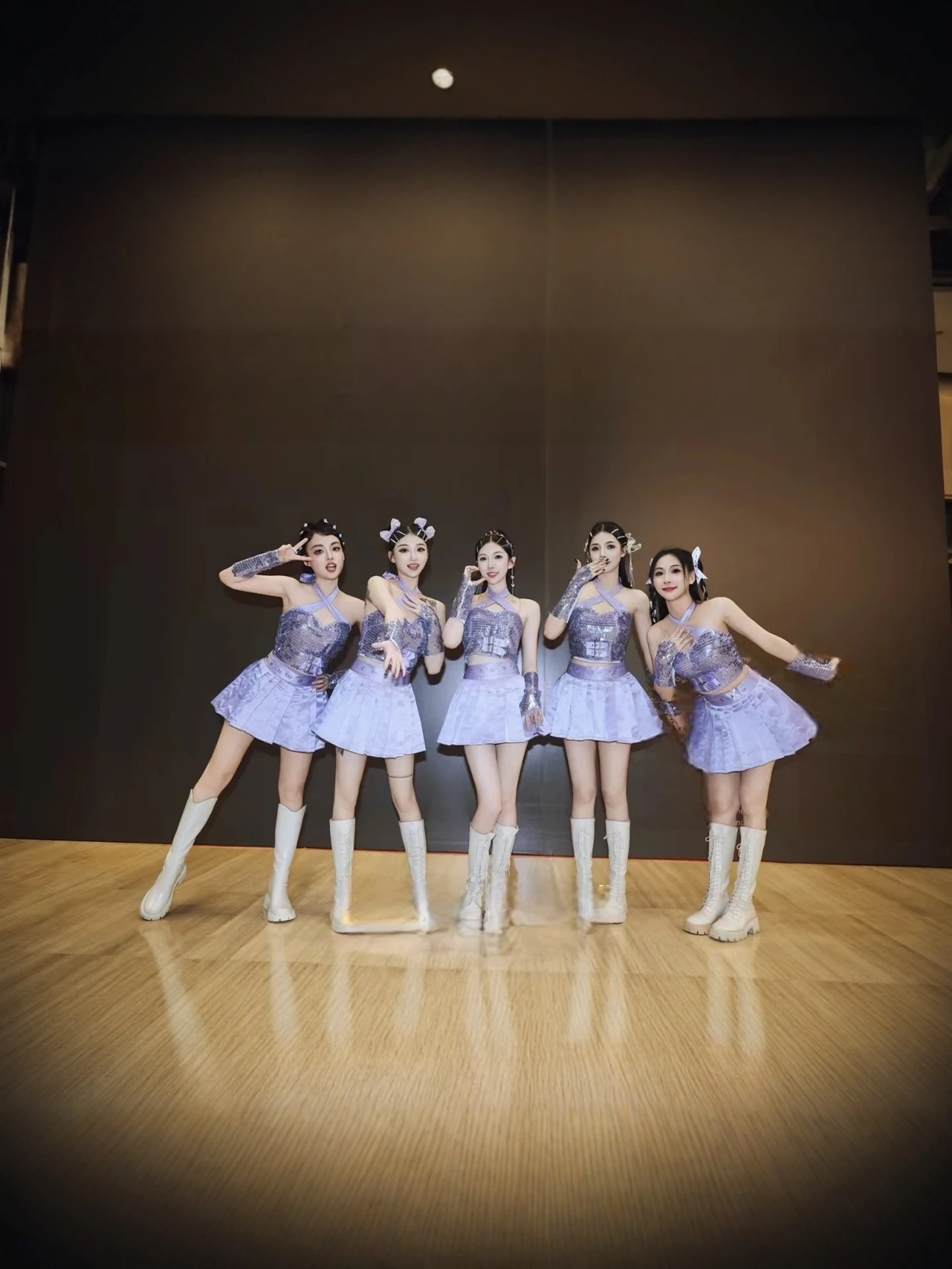 

Kpop Girl Group Stage Performance Outfit Shiny Sequin Purple Hip Hop Stage Costume Women's Ensemble Performance Clothing