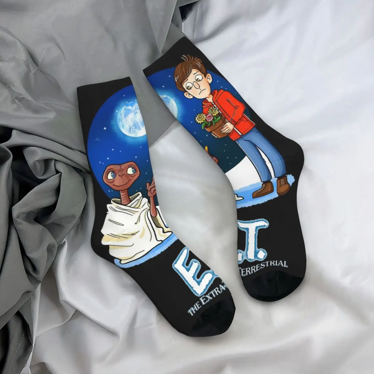 Calcetines de película alienígena Extra terrestre para hombre y mujer, medias a prueba de viento, estilo Hip Hop Retro E.T., ideal para primavera, verano, Otoño e Invierno