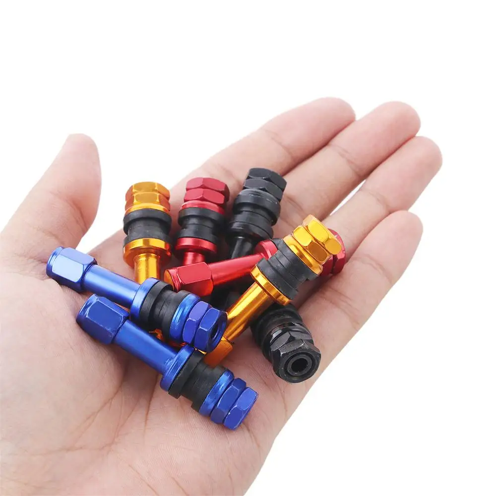 Metal Black High Pressure Tubeless Bikes Motorcycles Tire Valve Stems Bolt-in TR48E Valves Dust Caps