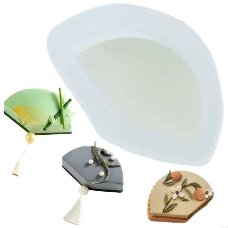 F19B Moulds Fan Shaped Chocolate Mold Mousse Moulds Silicone Material Baking Accessories for Handmade Kitchen Baking