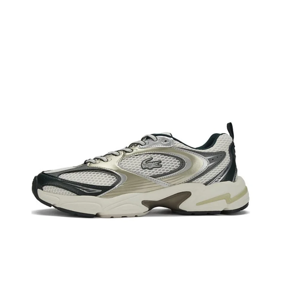 POIZON LACOSTE Sapatos casuais de cano baixo masculinos bege verde
