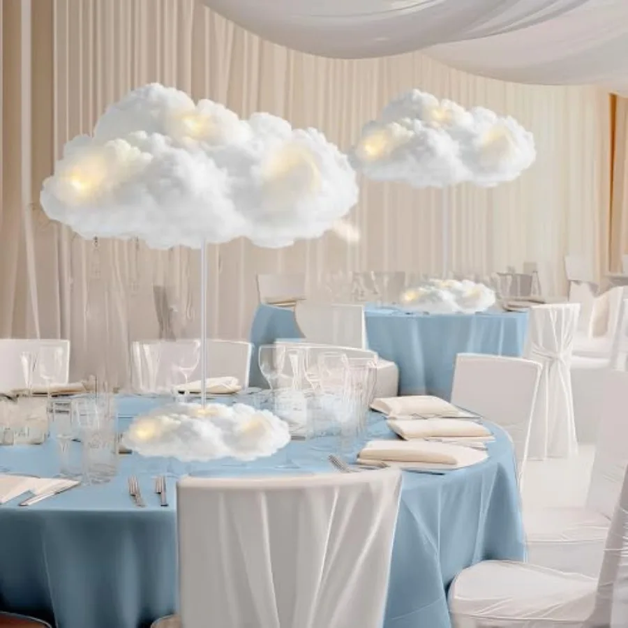 Set Artificial Cloud LED Light Decorations Hanging Cloud Baby Shower Table Centerpiece DIY Kit for Ceiling Room Wall D Fake Flu