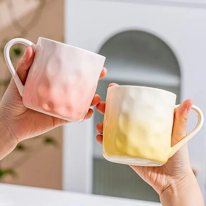 

Safe Glaze Gradient Hand Pinch Ceramic Mug Stylish Companion Gift Cup for Kids Couples Breakfast Coffee Milk Drinking Vessel