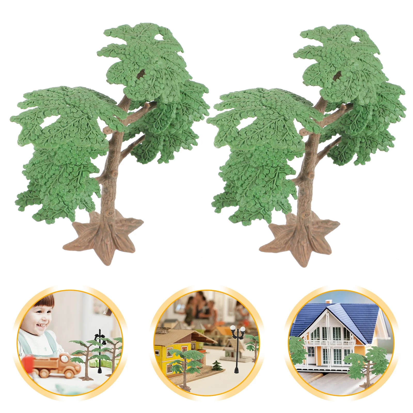 2 PC Fairy Garden Decorations Ferns Artificial Plants Outdoor Large Faux Cypress Tree Model Train