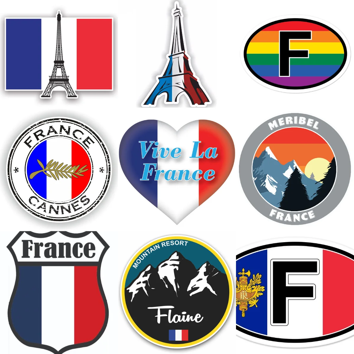 

F France flag map emblem creative Stickers for car bicycle motorcycle helmet window Fridge room wall Decoration Accessories