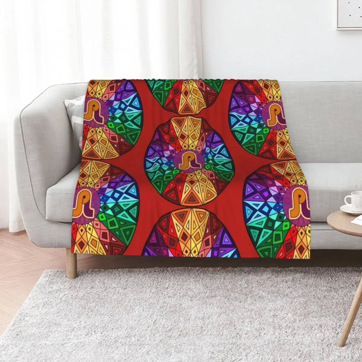 Pretty Lights - Rainbow Geometric Mandala - Psychedelic Funkadelic Trippy Festival Hallucinogen Throw Blanket manga Blankets