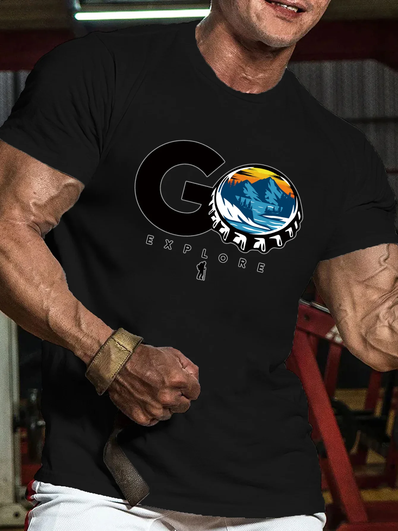 

men's summer new 'go' outdoor adventure' patterned fashion casual t-shirt lightweight and comfortable top, ideal for hik