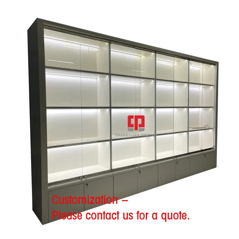 custom.High-End Customized Jewelry Showcase White Painted Tempered Glass Bag Display Cabinet Shenzhen Display Manufacturers