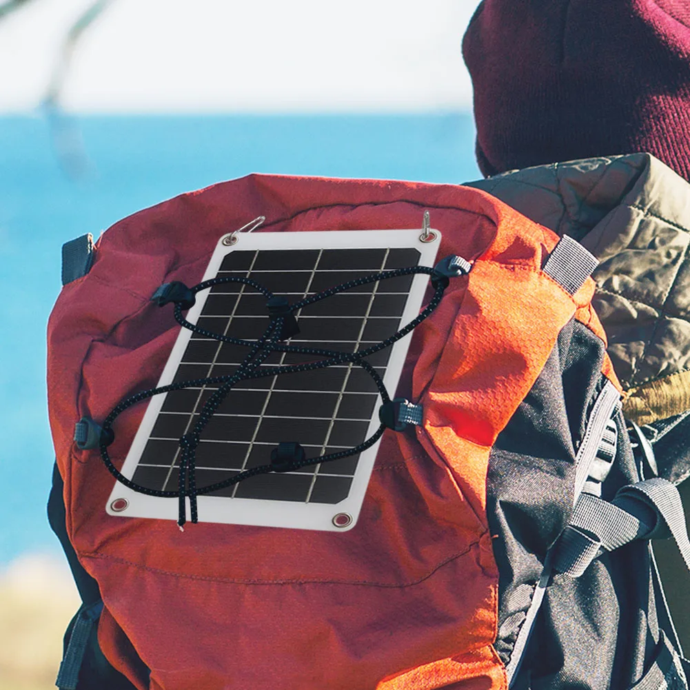 Panel Surya Monokristalin dengan Pengisi Daya Sel Surya Kait 10W 5V Panel Pengisi Daya Surya untuk Penggemar Luar Ruangan dan Pelancong
