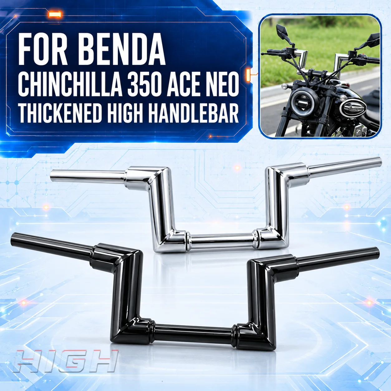 FIT FOR BENDA CHINCHILLA 350 ACE NEO 350ace neo  chinchilla Thick High Rise Handlebar