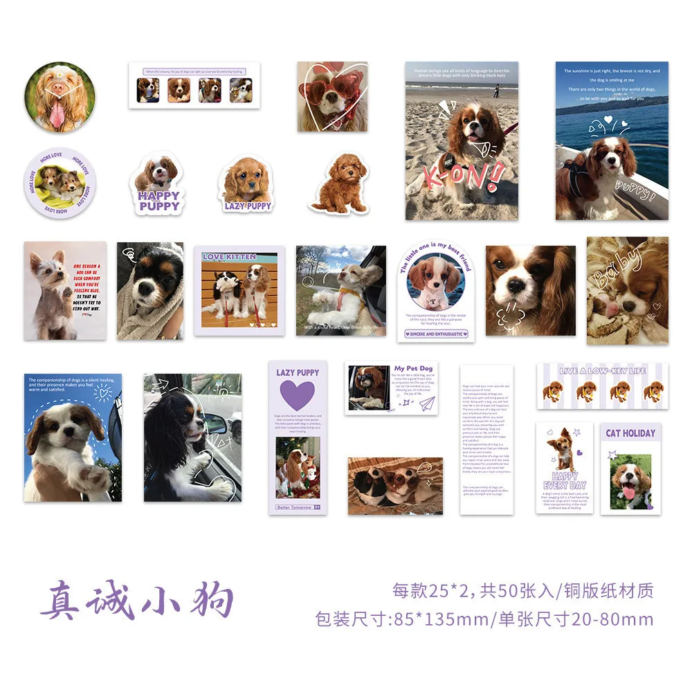 50개 귀엽고 사랑스러운 강아지와 고양이 일상 그래피티 스티커 헬멧 자전거 핸드 어카운트 데칼 블링블링스티커스 스토어