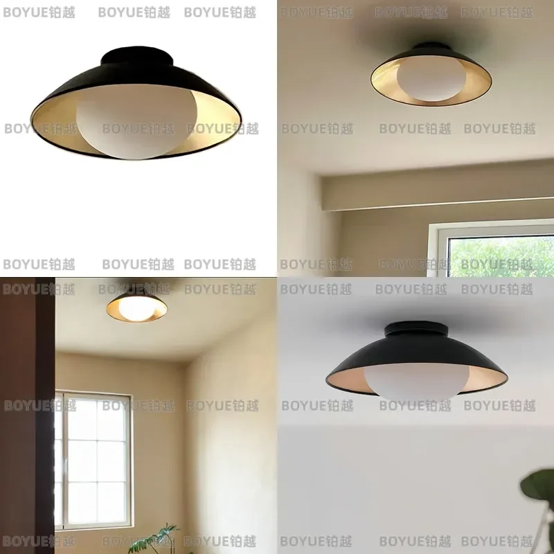 for French Medieval Vintage Black Gold Foil Retro Corridor Ceiling Light for Living Room Bedroom Study Children's Room