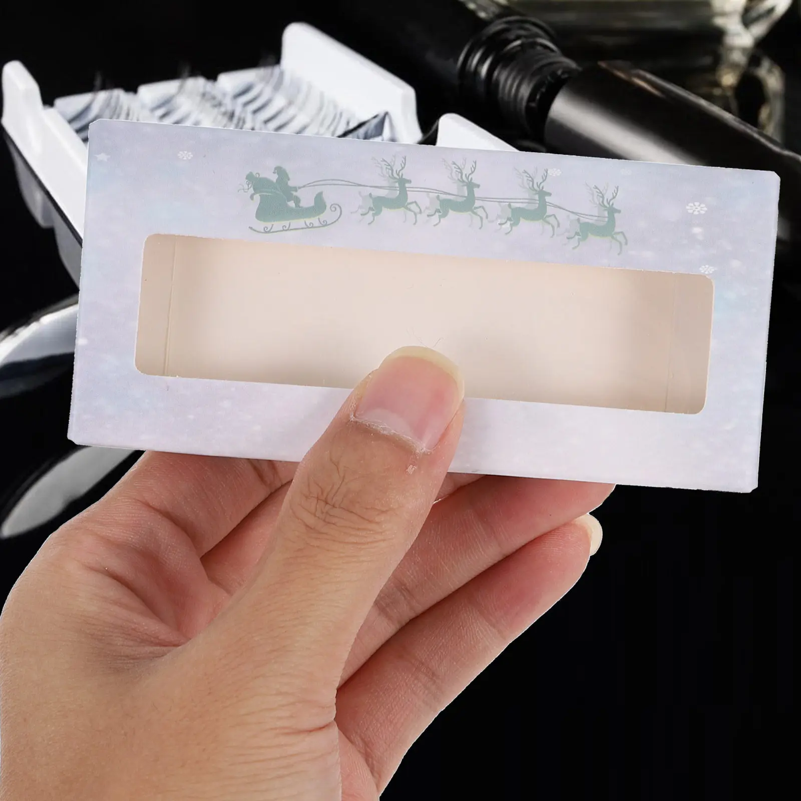 25Pcs Christmas False Eyelash Storage Case Xmas Eyelash Box Paper Organizer Portable Lash Holder Xmas Lash Storage Case