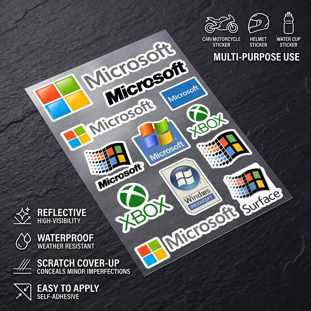M-Microsoft-t Multi Scene Waterproof Reflective Scratch Cover Stickers Fit Auto Motorcycle Helmet Refrigerator