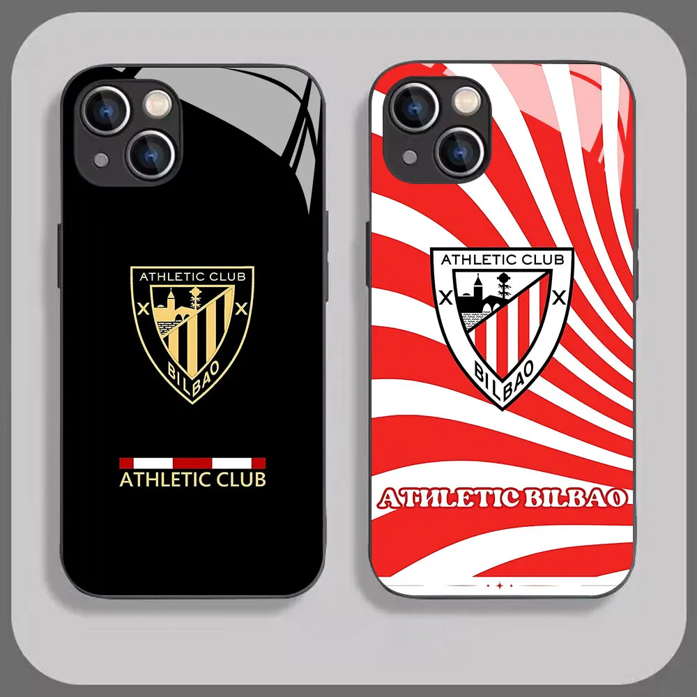 Athletic-fc-Bilbao Phone Case For iPhone 16 15 14 13 12 Mini 11 Pro XS Max XR X SE 2022 8 7 Plus Glass Soft Silicone Frame Back