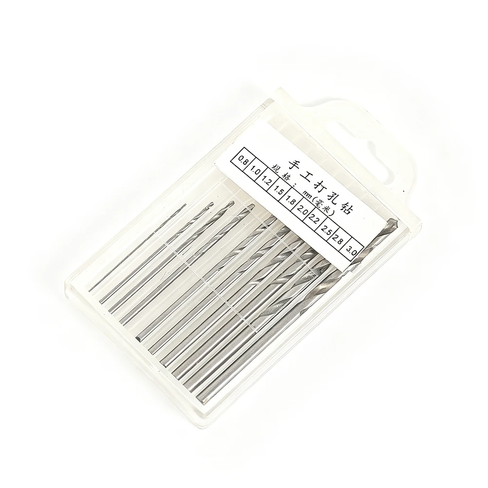 10Pcs Hand Drill Bits Set Boxed Twist Drill for Wood Jewelry Beads Amber Drilling Tool 0.8-3.0mm DIY Craft Gift for Men Friend