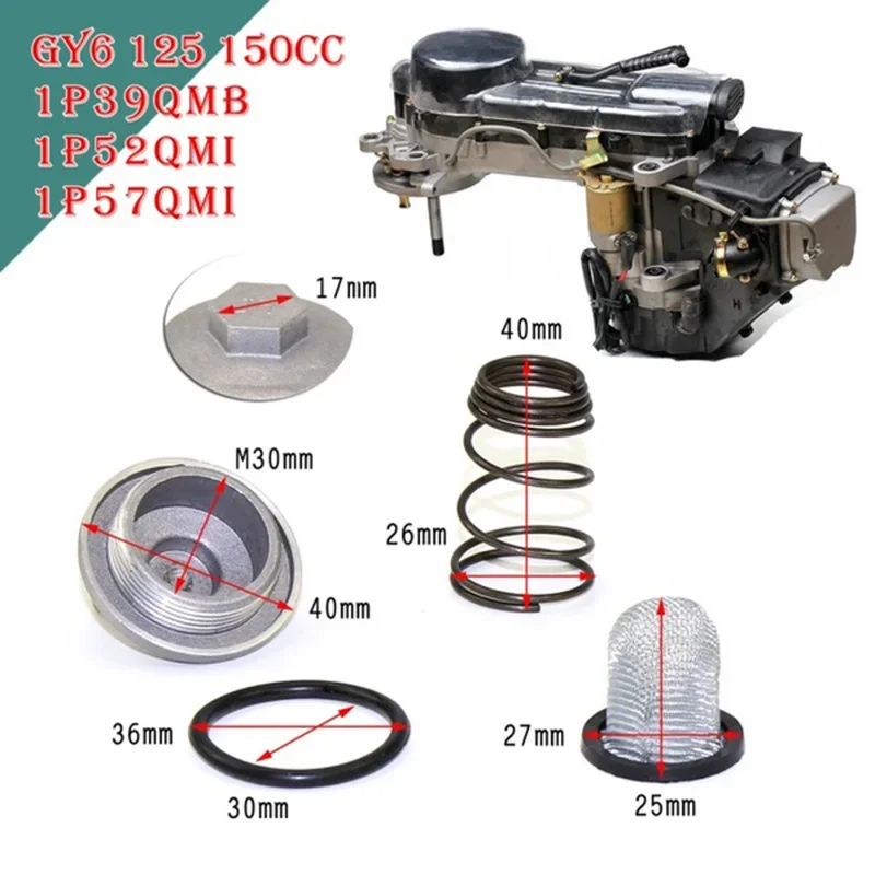 

1set Motorcycle Engine Oil Drain Plug/Spring/Mesh Filter Universal For GY6 50 80 125 150cc Scooter Parts & Accessories