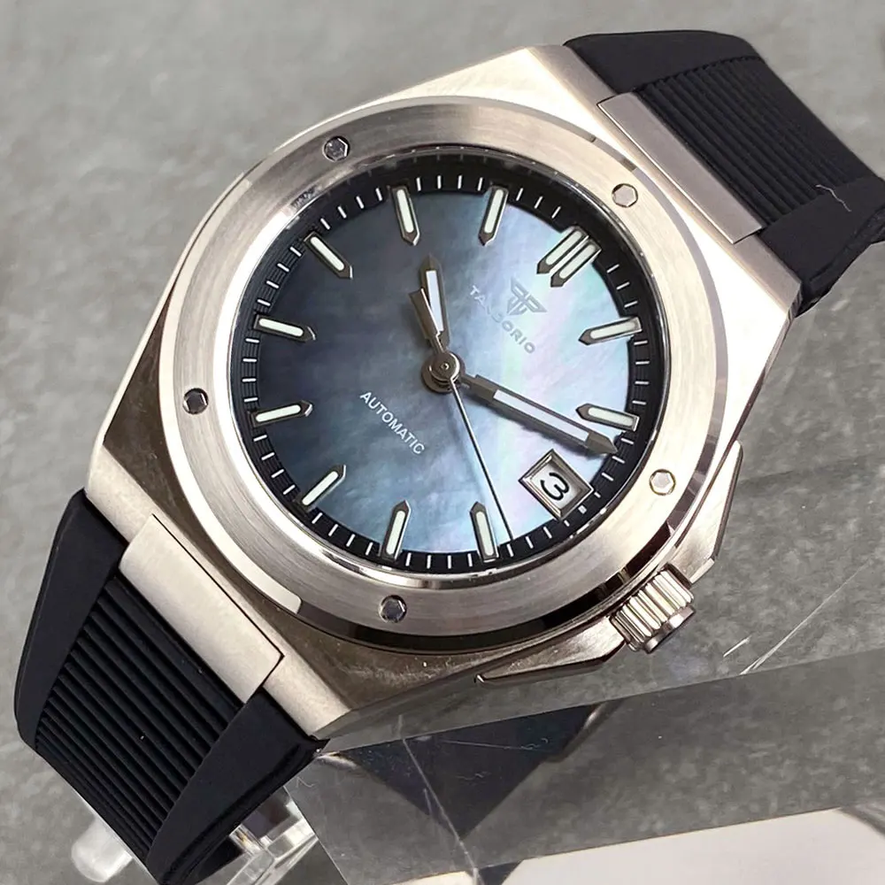Tandorio 200M Duiken 40 Mm Zwart Wit Shell Wijzerplaat Lume NH35 Automatische Mannen Horloge Saffierglas Roestvrij Stalen Armband 2025