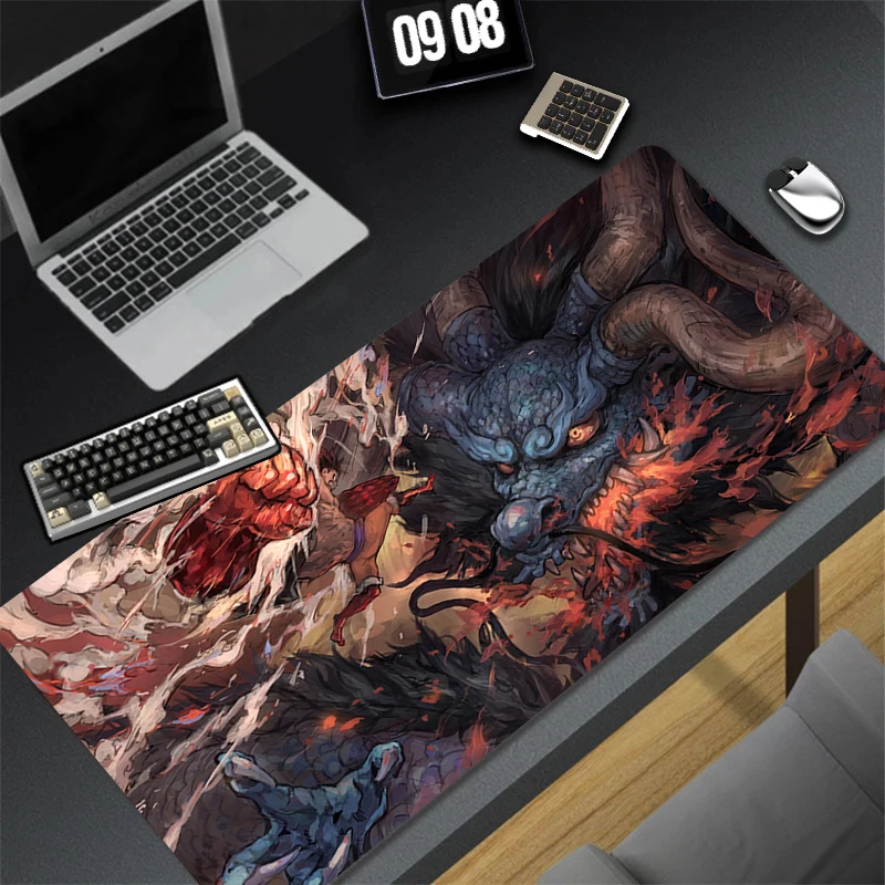 Japan Anime Mouse Pad Laptop Black And White Keyboard Rug Gaming Mousepad PC O-one P-piece Luffy Extended Desk Mat Cool Play Mat