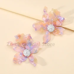 Fashion Elegant Irregular Colorful Acrylic Flower Drop Dangle Earrings For Women Luxury Wedding Party Fine Jewelry Accessories