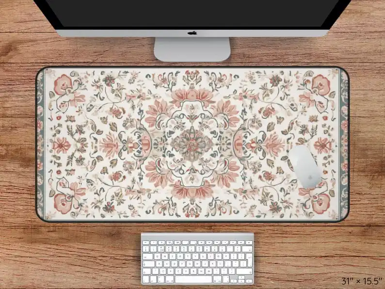 Tapis de bureau persan, tapis de souris antidérapant et imperméable, tapis de bureau décoratif pour le bureau et les jeux, cadeau parfait pour les amis.